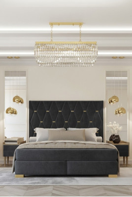 Designer gro Set-Schlofzëmmer, Edelstol Duebelbett, Nuetsdëscher.