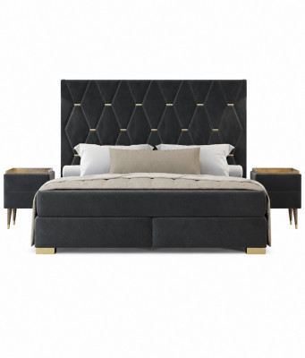 Designer gro Set-Schlofzëmmer, Edelstol Duebelbett, Nuetsdëscher.