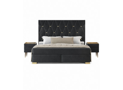 Designer gro Set-Schlofzëmmer, Edelstol Duebelbett, Nuetsdëscher.