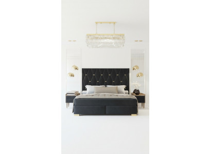 Schwaarz Schlofkummer Garnitur Duebelbett 2x Luxus Nuetsdëscher 3tlg Set