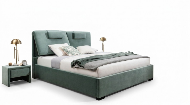 Komplett Schlofzëmmer Garnitur 3tlg Duebelbett Designer 2x Nuetsdëscher.