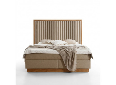 Beige Schlofkummer Duebelbett 2x Luxus Nuetsdëscher Eedelt Holzmierer 3tlg
