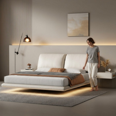 Wäisst Mauerbett Schlofkummer Designer Holzgestell Miwwelen Duebelbetter