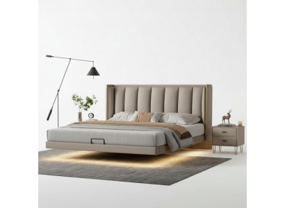 Wäisst Schlofzëmmer Duebelbett Designer Luxusmiwwel Holzgestell Better