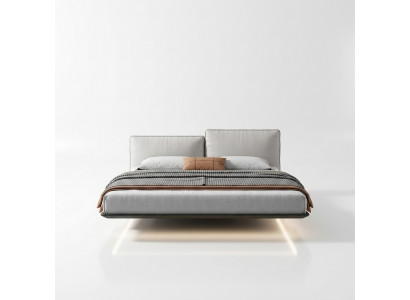 Wäisst Wandbett Designer LED-Bett Modern Schlofzëmmer Duebelbett Nei