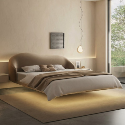 Beige Wandbett Designer Schlofzëmmer Better Luxus Duebelbetter Holz