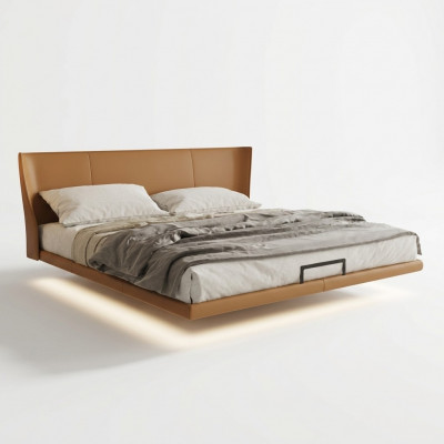 Brongt Wandsëtz Designer-Schlofkummer-Miwwelen Holzgestell Konschtliederbett