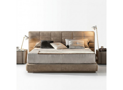 Beige Duebelbett Schlofzëmmer Miwwelen Modern Better Luxus Holzgestell