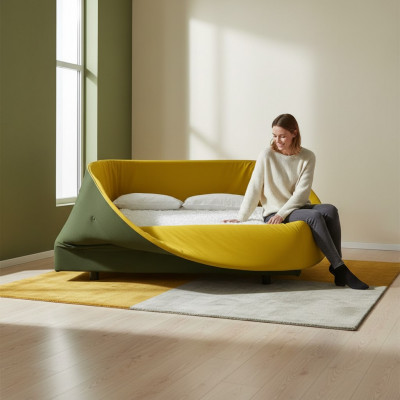 Schlofzëmmer Bett Designer Miwwel nei Luxus Material Holz