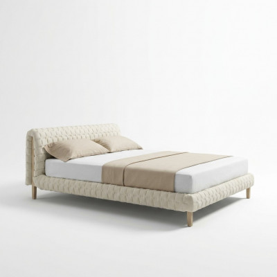 Modern wäisst Bett Schlofkummer Designer duebel Better Holzgestell