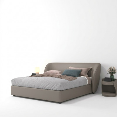 Grousz Designer-Schlofzëmmer Duebelbett Textilbetter Holz Liederbetter