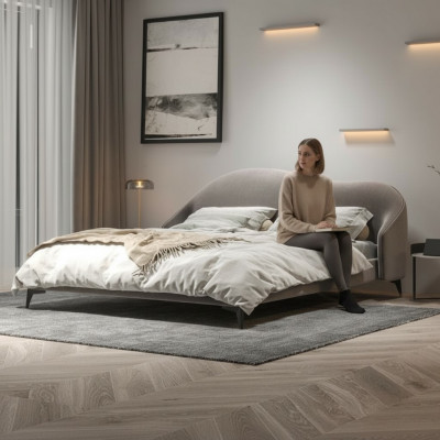 Grau Textillbett Schlofkummer Better Luxus Duebelbetter Stilvoll Miwwelen