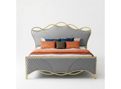 Stilvollt Schlofkummerbett Designer Kënschtleeder Duebelbett Holzgestell