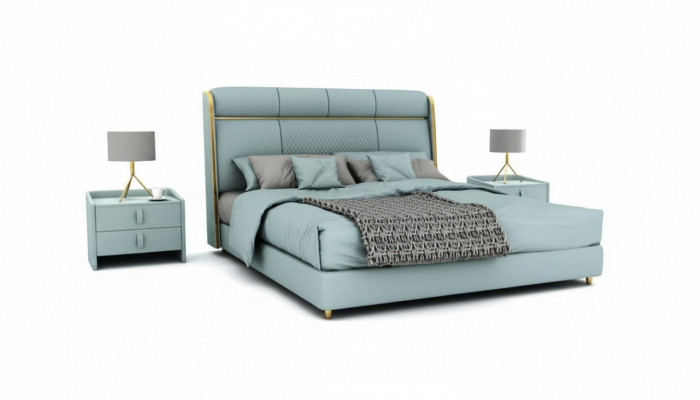 Schlofkummer Blo Bett firdoppel Designer Better Holzgestell Luxus Miwwelen