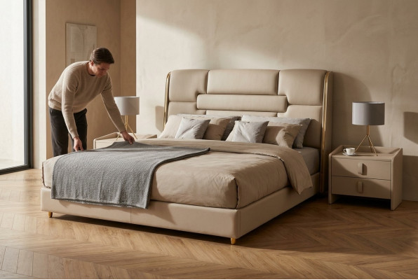 Schlofzëmmer Miwwelen Designer Bett Holzgestell Duebelbett Modern Better