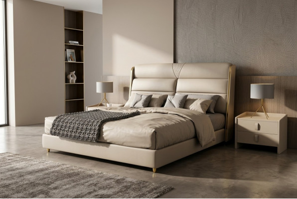 Crème-duebelbett Luxus-Schlofkummer Better Modernt Bett Design