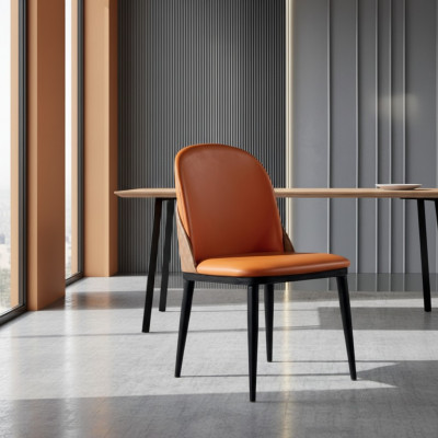 Orangen Stull Iesszëmmer Miwwelen Designer Einsëtzer Holz Textil Still