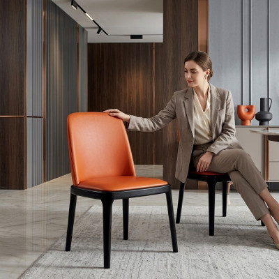 Orange-schwaarze Salle-à-manger-Stull Stilvoll Lehnstillen Moderne Holzstillen