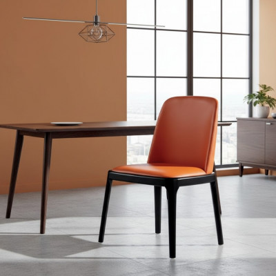 Orange-schwaarze Salle-à-manger-Stull Stilvoll Lehnstillen Moderne Holzstillen