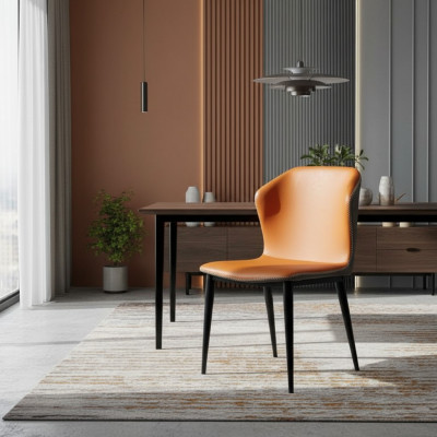Schwaarz-orange iesszëmmerstull Designer Stiller Modern Lehnstiller Nei
