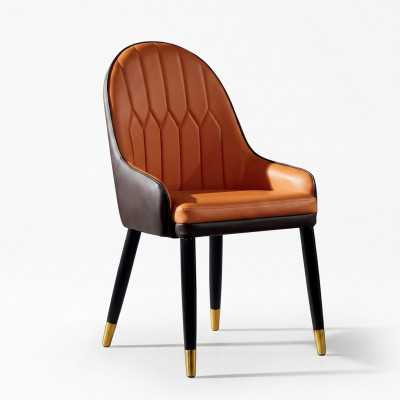 Braun-orange Iesszëmmerstull Designer Holzstull Moderner Stillenstuhl