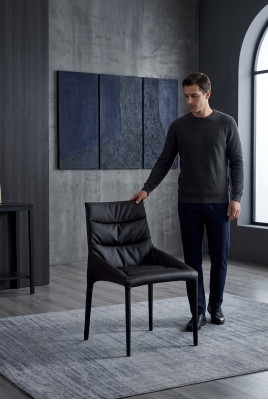 Schwaarzen Polster Iesszëmmerstull Designer Textilstill Iesszëmmer Miwwelen
