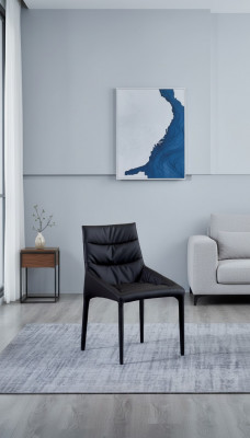 Schwaarzen Polster Iesszëmmerstull Designer Textilstill Iesszëmmer Miwwelen