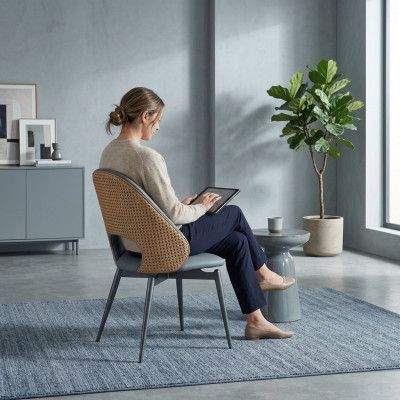 Gräifen Eénsëtzer Designer Iesszëmmer Gepolstert Still Luxus Holz Miwwelen Nei