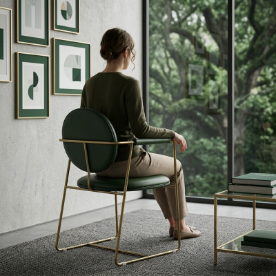 Grénge Edelstahlstull Designer Fauteuil Luxusiose Eenzelstull Modern Miwwelen