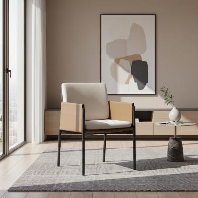 Wäiss-béige Fauteuil Designer Still Polsterméiwele Modern Möbel