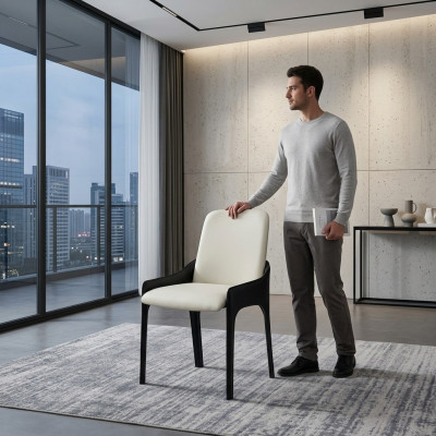 Modernt Wäiss-Schwaarzt Iesszëmmer Stull Designer Iesszëmmer Miwwelen Stull