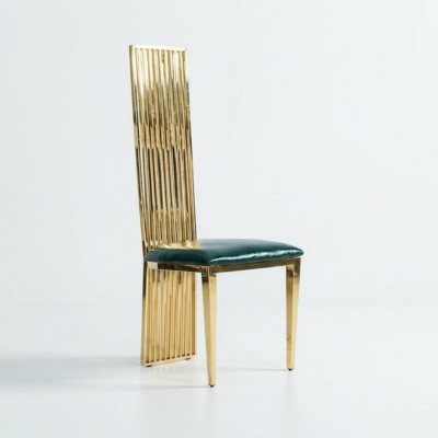 Gold-gréng Iesszëmmer Héichstull Luxus Eenzëder Holz Polsterstillen
