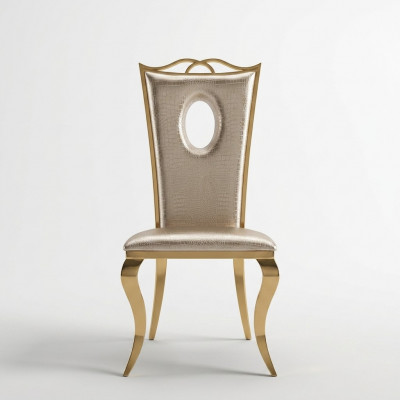 Beige Iesszëmmer Still, Modernen Einsëtzer aus Kënschtleeder, Edelstol Miwwelen.