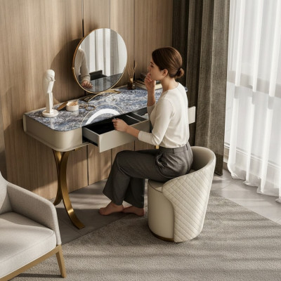 Schlofkummer Beige Make-uptisch Designer Kosmetiktisch 2x Schäffercher