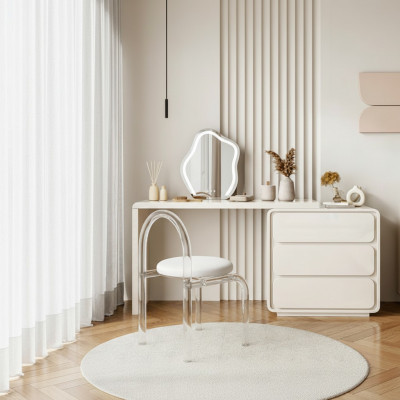 Wäissen modernen Schminktisch Designer Friséiertisch mat Tirangen nei