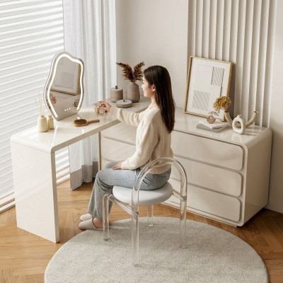 Wäissen Toilettendësch Modernen Schminktisch Eck-Toilettendësch Schiefen.