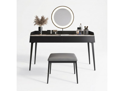 Modernt schwaarzt Schminkdësch, Holzkommode, Designer Kosmetiksdësch Nei