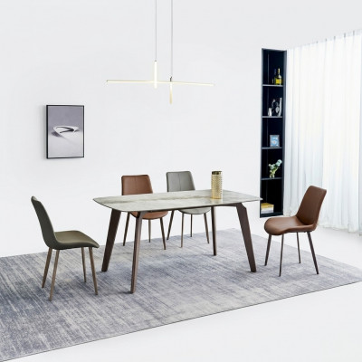 Designer Kicheldësch Modern Iesszëmmermébel Esstësch 4x Still 5-Deeler Set