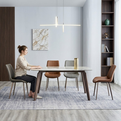 Iesszëmmer Miwwel Designer Rechteckegen Dësch 4x gepolstert Still Luxus 5 Stécker.