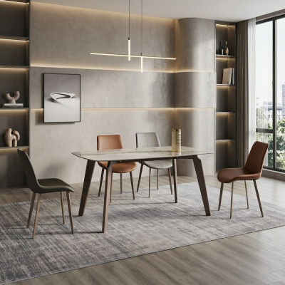 Iesszëmmer Miwwel Designer Rechteckegen Dësch 4x gepolstert Still Luxus 5 Stécker.