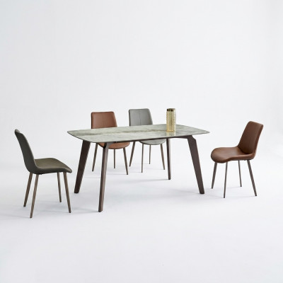 Iesszëmmer Miwwel Designer Rechteckegen Dësch 4x gepolstert Still Luxus 5 Stécker.
