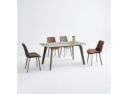 Iesszëmmer Miwwel Designer Rechteckegen Dësch 4x gepolstert Still Luxus 5 Stécker.