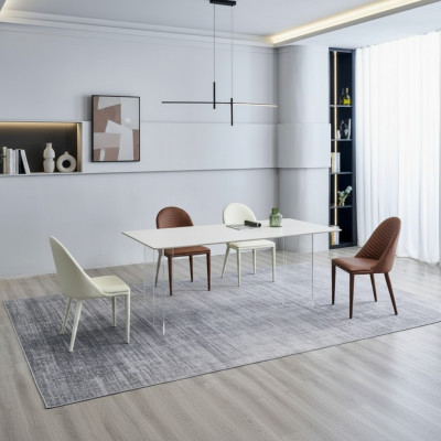 Wäissen Iesszëmmertafeld Esstafel 6x Still Designer Eenzelsëtz 7tlg Set