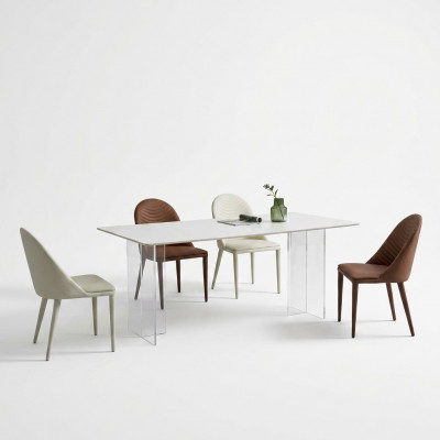 Wäissen Iesszëmmertafeld Esstafel 6x Still Designer Eenzelsëtz 7tlg Set