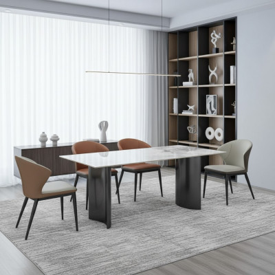 Iesszëmmer Miwwelen Modernen Iessdësch 6x Gestillsëtzer Designer Iessgrupp