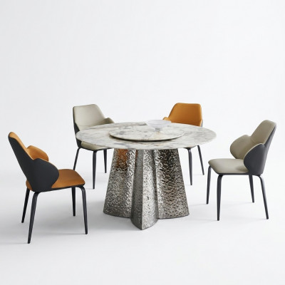 Modern Iessgruppe Designer Iessdësch 4x Kënschtlederen Still Luxus 5deeleche Set