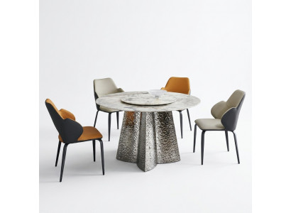 Modern Iessgruppe Designer Iessdësch 4x Kënschtlederen Still Luxus 5deeleche Set