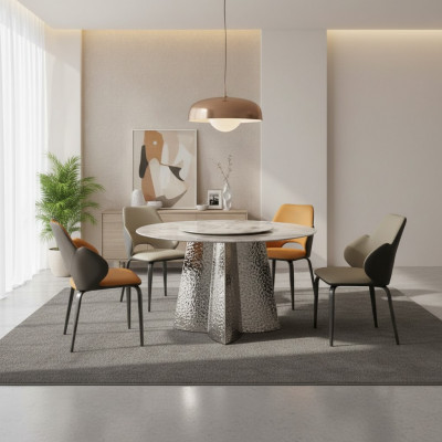 Modern Iessgrupp 6x Still Sëtzgrupp Luxuriéisen Dësch 7tlg. Set