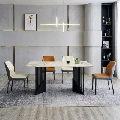 Modern Iesszëmmer Miwwelen Designer Iessgrupp 4x Polsterstill Iessdësch