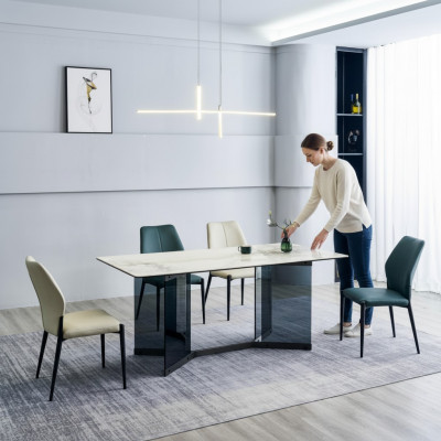 Wäissen Iessdësch Designer Iessgrupp 4x Modern Still Luxus Iesszëmmer